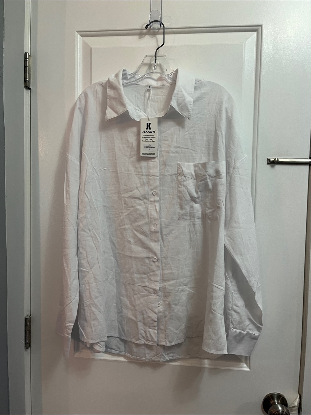 NWT Women’s JEKAOYI Button Down Shirts Cotton Linen Long Sleeve Top - XL